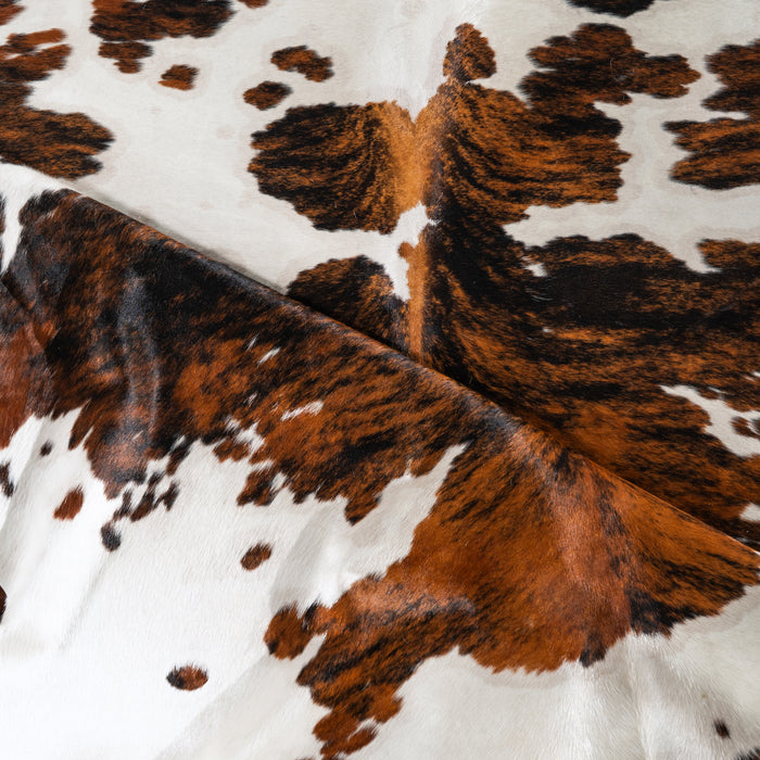 White Tricolor Cowhide Rug Size 8'10" L x 7'1" W 4130