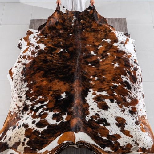 Tricolor Cowhide Rug Size 7'3" L x 7'1" W 4131