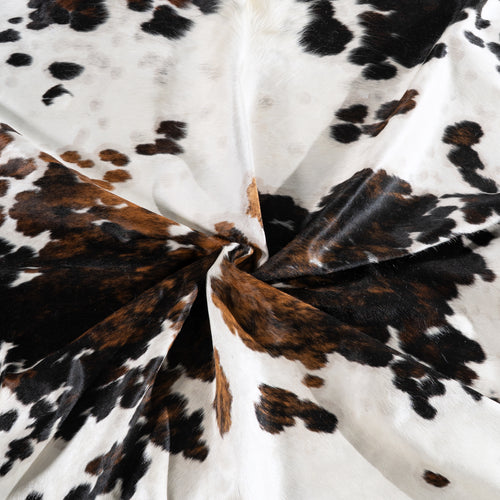 White Tricolor Cowhide Rug Size 8'5" L x 6'9" W 5487