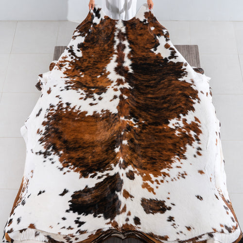 Tricolor Cowhide Rug Size 7'9" L x 6'8" W 4133