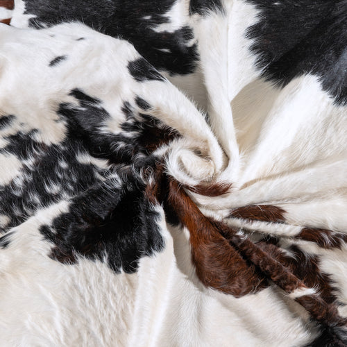 White Tricolor Cowhide Rug Size 8'3" L x 7'3" W 6291