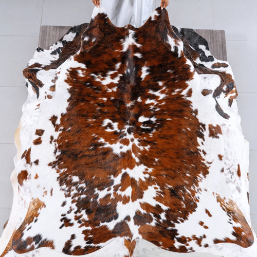 Tricolor Cowhide Rug Size 6'7" L x 6'1" W 6292