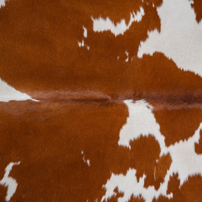 Brown and White Cowhide Rug Size 7'4" L x 6'10" W 4071