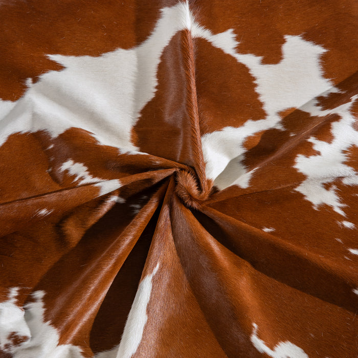 Brown and White Cowhide Rug Size 7'4" L x 6'10" W 4071