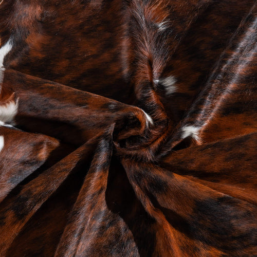 Tricolor Brindle Mix Cowhide Rug Size 7'9" L x 7'1" W 6489