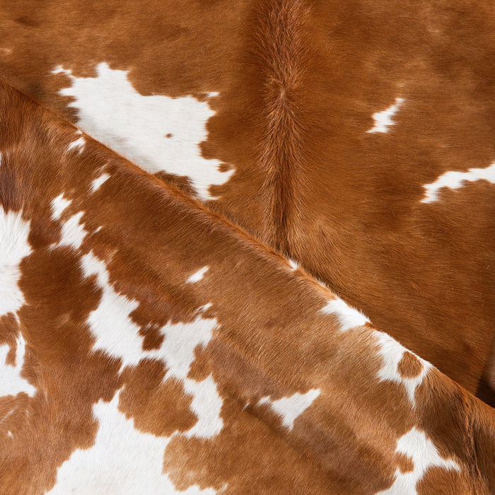 Brown and White Cowhide Rug Size 7'5" L x 6'8" W 4137