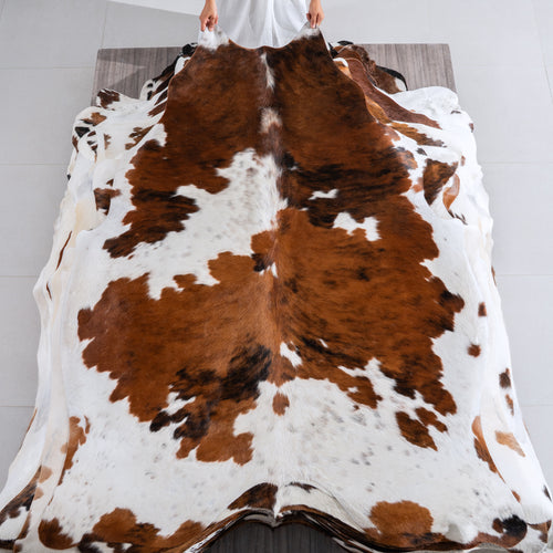 Tricolor Cowhide Rug Size 6'11" L x 5'9" W 4074