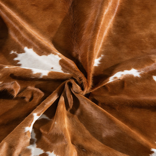 Brown and White Cowhide Rug Size 7'5" L x 6'8" W 4137