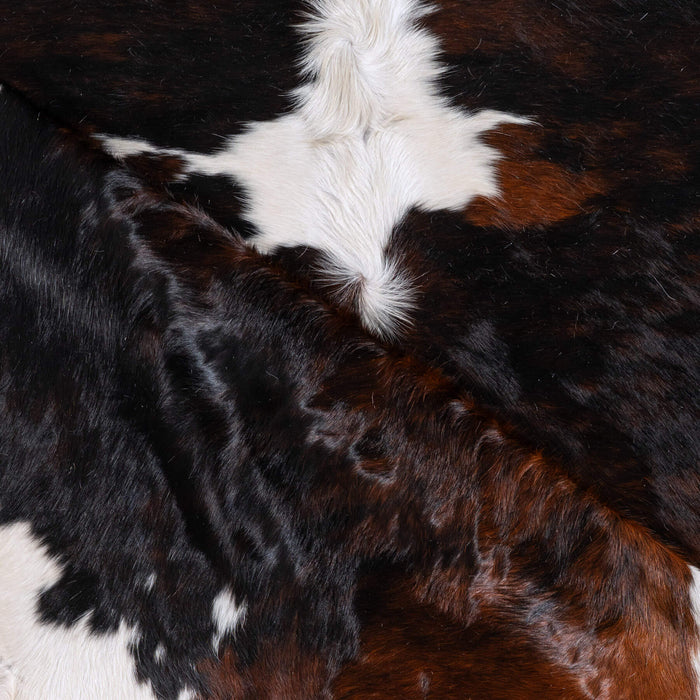 Dark Tricolor Cowhide Rug Size 8'1" L x 7'9" W 6296