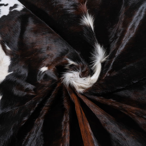 Dark Tricolor Cowhide Rug Size 8'1" L x 7'9" W 6296