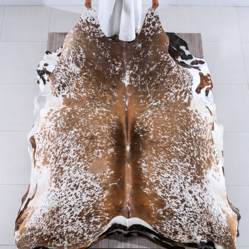 Tricolor Cowhide Rug Size 7'8" L x 7'0" W 6297