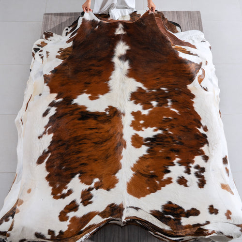 Tricolor Cowhide Rug Size 6'11" L x 6'7" W 4075