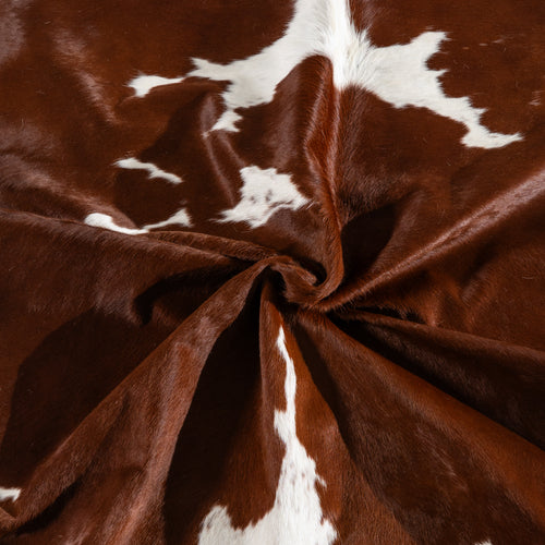 Brown and White Cowhide Rug Size 7'10" L x 7'3" W 4139