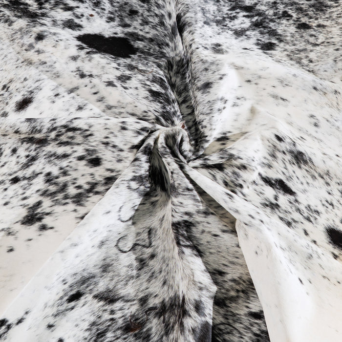 Black Salt and Pepper Cowhide Rug Size 7'8" L x 6'10" W 5496