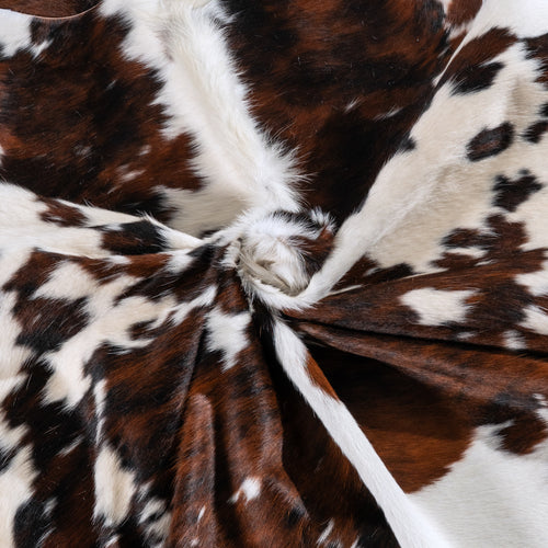 White Tricolor Cowhide Rug Size 7'3" L x 7'3" W 6298