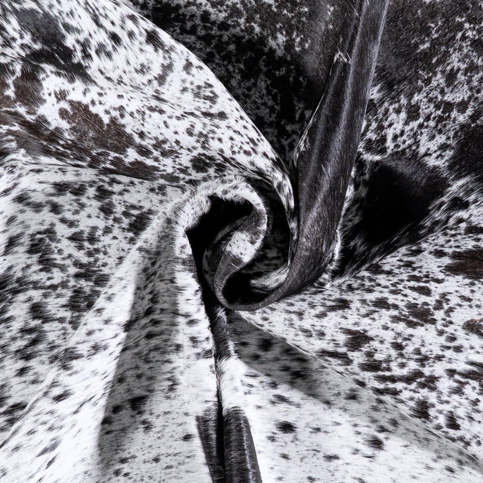 Brazilian Black Salt and Pepper Cowhide Rug Size 7'10" L x 7'1" W 5990