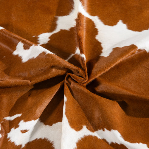 Brown and White Cowhide Rug Size 8'1" L x 6'9" W 4140