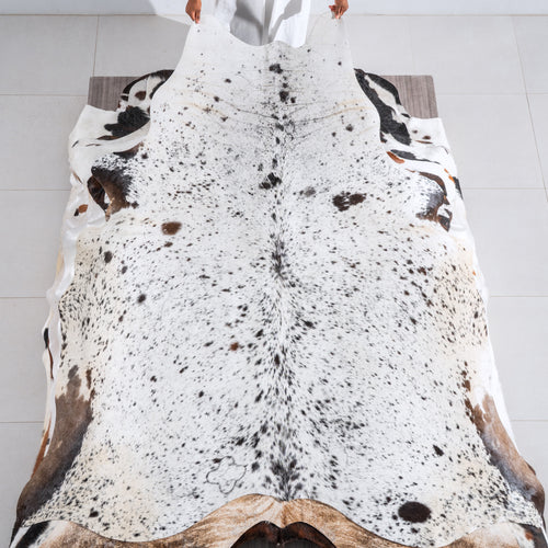 Black Salt and Pepper Cowhide Rug Size 7'6" L x 7'3" W 6495