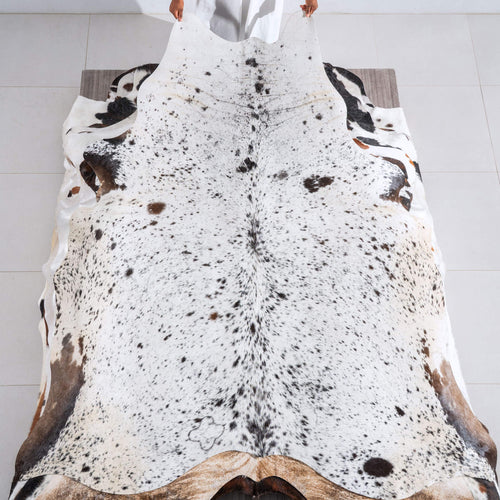 Black Salt and Pepper Cowhide Rug Size 7'6" L x 7'3" W 6495