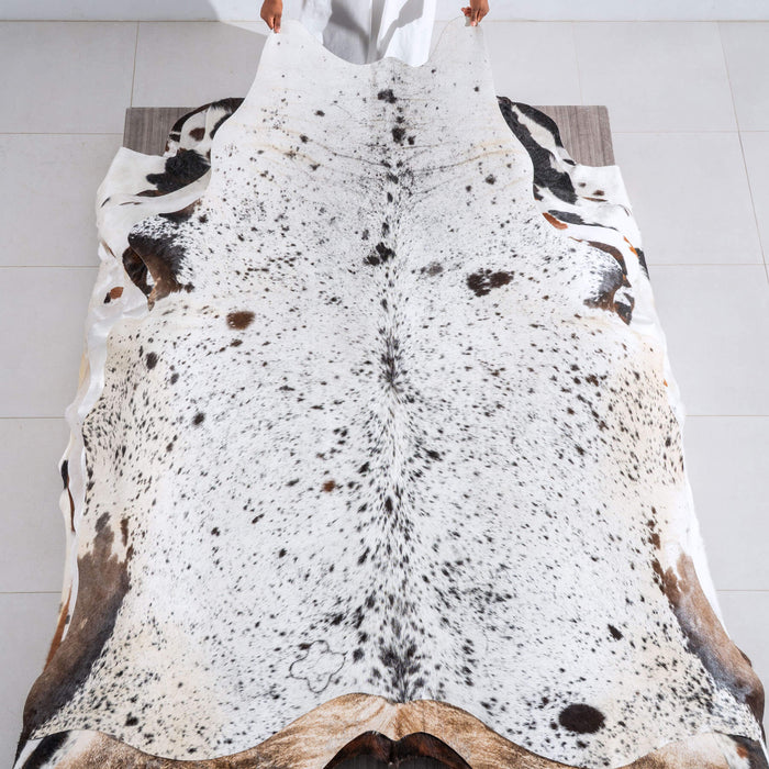 Black Salt and Pepper Cowhide Rug Size 7'6" L x 7'3" W 6495