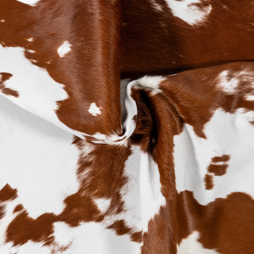 Vintage Brown and White Cowhide Rug Size 6'4" L x 5'10" W 9295