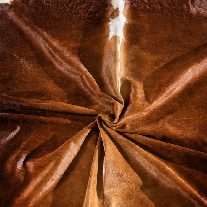 Brown and White Cowhide Rug Size 8'3" L x 7'5" W 4144