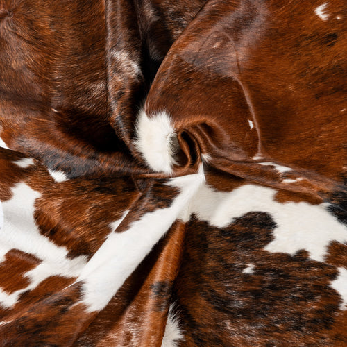 Vintage Tricolor Cowhide Rug Size 7'11" L x 6'7" W 9296