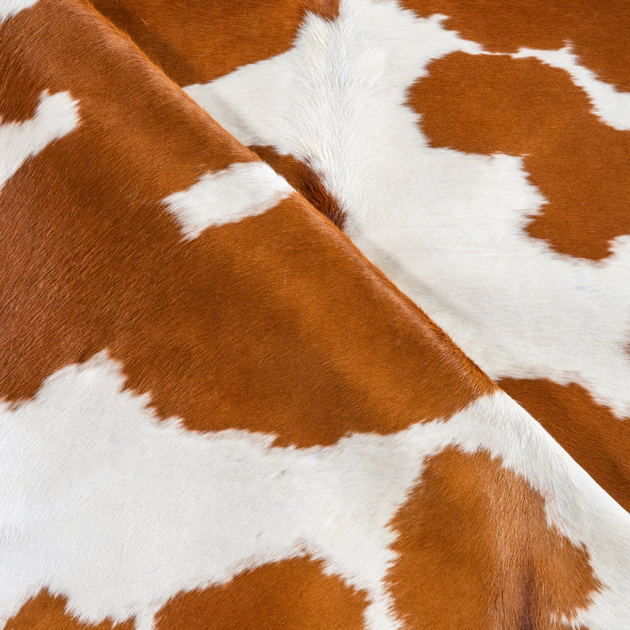 Brown and White Cowhide Rug Size 7'2" L x 7'0" W 4145