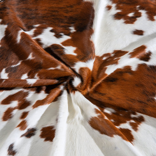 White Tricolor Cowhide Rug Size 7'8" L x 7'6" W 4080