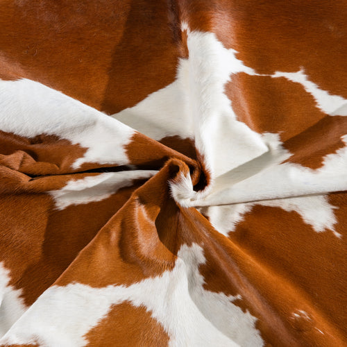Brown and White Cowhide Rug Size 7'2" L x 7'0" W 4145