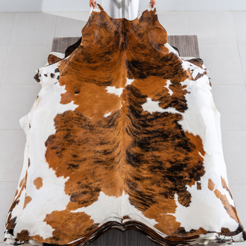 Tricolor Cowhide Rug Size 7'8" L x 6'6" W 4148