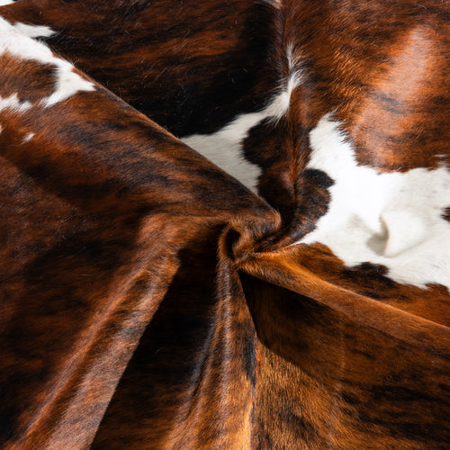 Tricolor Brindle Mix Cowhide Rug Size 7'0" L x 6'6" W 4151