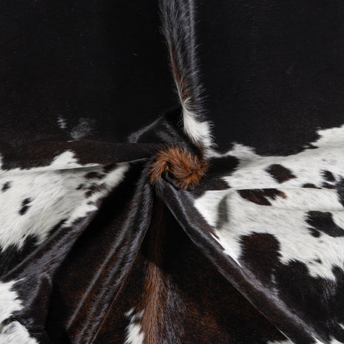 Brazilian Chocolate and White Cowhide Rug Size 8'2" L x 6'5" W 3729