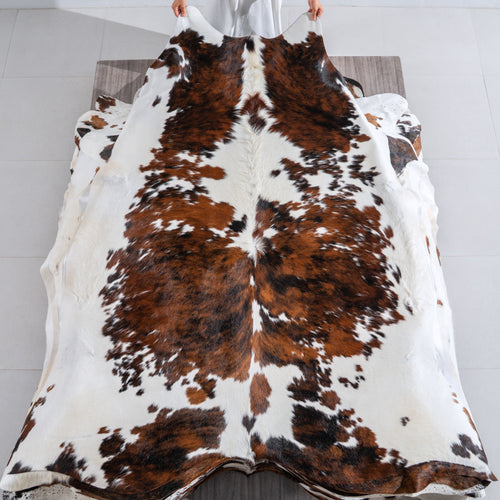 Tricolor Cowhide Rug Size 7'6" L x 7'3" W 4087