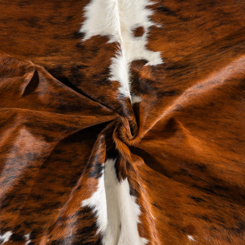 Tricolor Brindle Mix Cowhide Rug Size 8'0" L x 7'3" W 4154