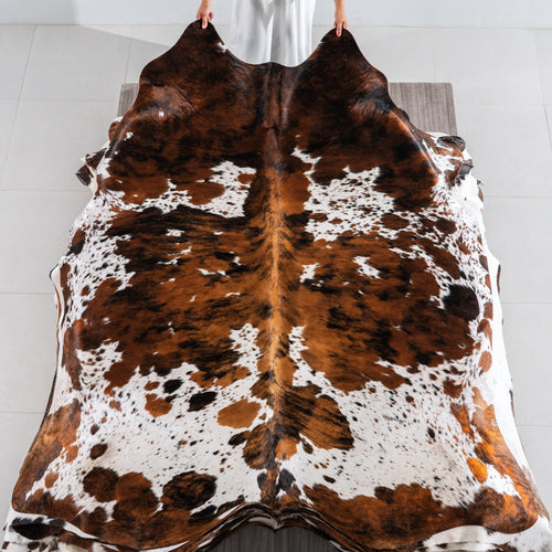 Tricolor Cowhide Rug Size 7'5" L x 6'10" W 4155