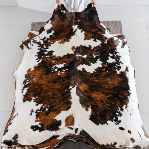 Tricolor Cowhide Rug Size 7'9" L x 6'9" W 4156