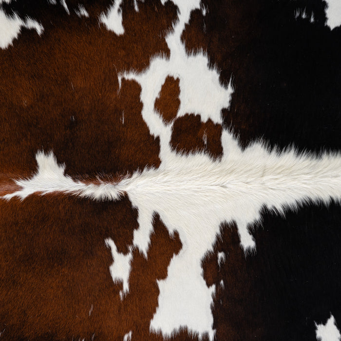 Brazilian Chocolate and White Cowhide Rug Size 7'2" L x 6'5" W 3735