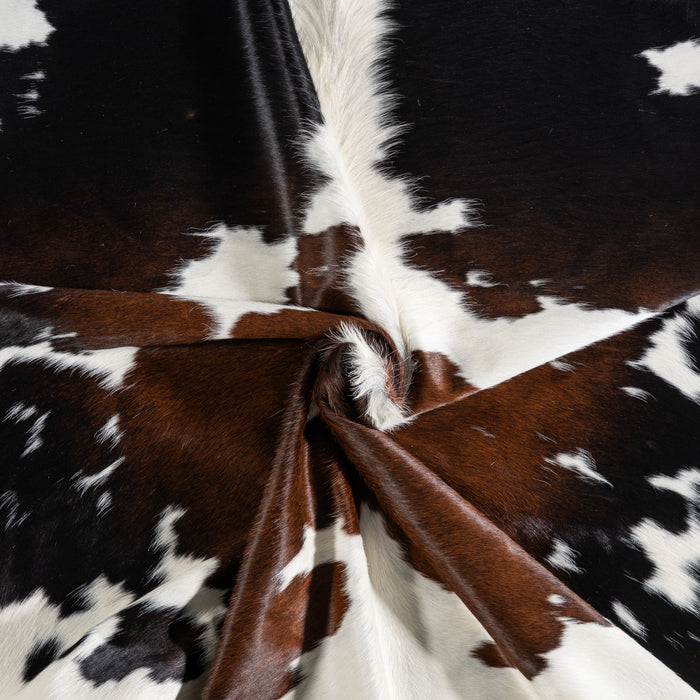 Brazilian Chocolate and White Cowhide Rug Size 7'2" L x 6'5" W 3735