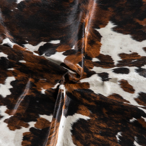 White Tricolor Cowhide Rug Size 6'10" L x 6'7" W 4157