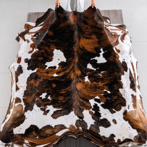 Tricolor Cowhide Rug Size 6'7" L x 6'6" W 4159