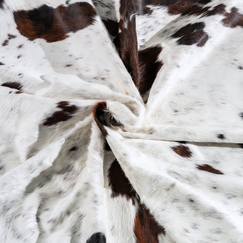 White Tricolor Cowhide Rug Size 7'8" L x 6'9" W 5065