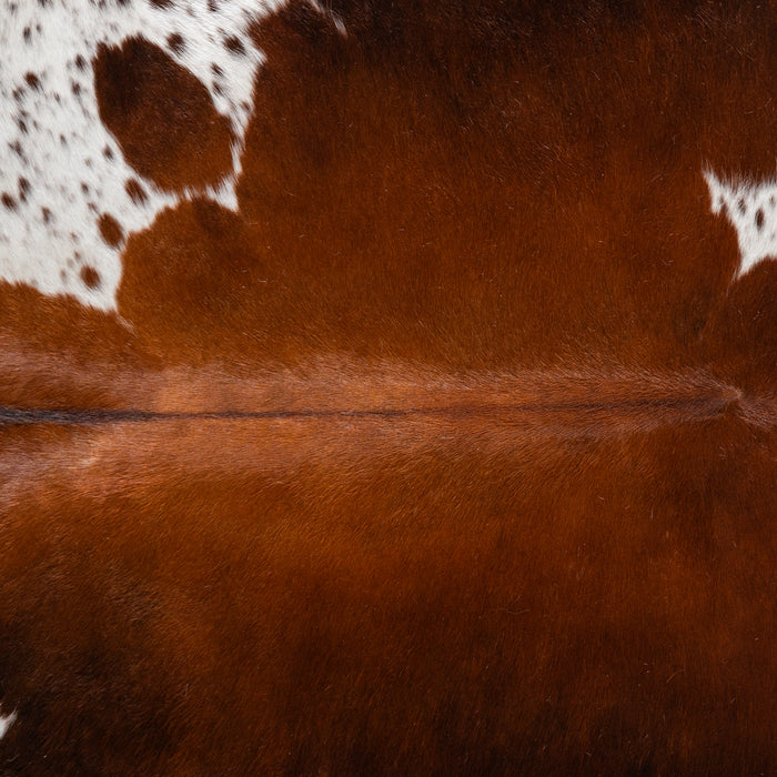 Chocolate and White Cowhide Rug Size 7'5" L x 6'6" W 4162
