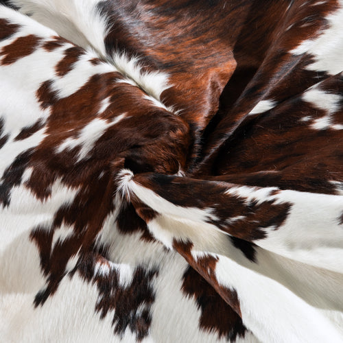 White Tricolor Cowhide Rug Size 7'7" L x 7'4" W 5067
