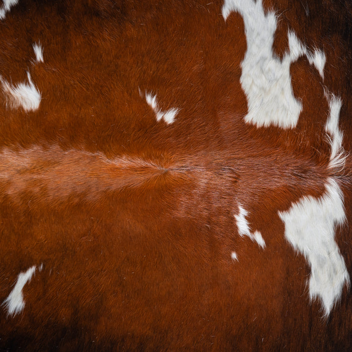 Chocolate and White Cowhide Rug Size 6'10" L x 6'9" W 4093