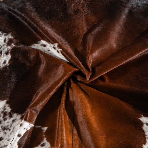 Chocolate and White Cowhide Rug Size 7'5" L x 6'6" W 4162