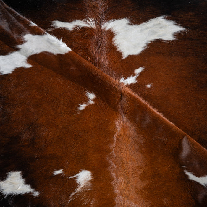 Chocolate and White Cowhide Rug Size 6'10" L x 6'9" W 4093