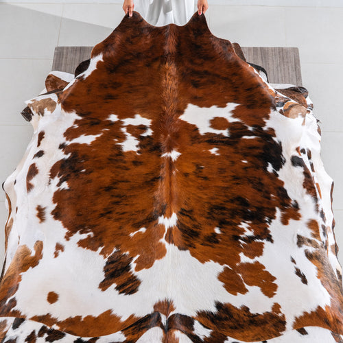 Tricolor Cowhide Rug Size 6'6" L x 6'8" W 4163