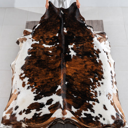 Tricolor Cowhide Rug Size 7'6" L x 6'1" W 4164