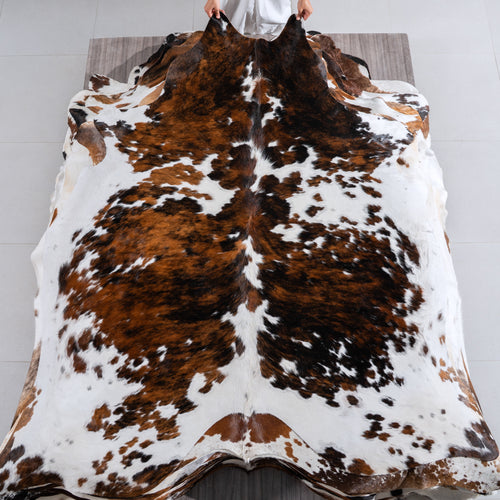 Tricolor Cowhide Rug Size 7'2" L x 7'1" W 4097